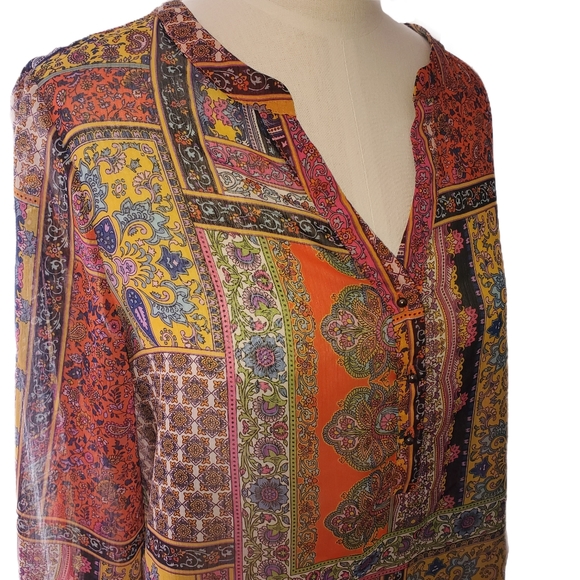 Liz Claiborne Sheer Paisley Patchwork Blouse - Picture 5 of 7